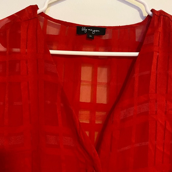 2XL Red Chiffon Blouse - Picture 2 of 6